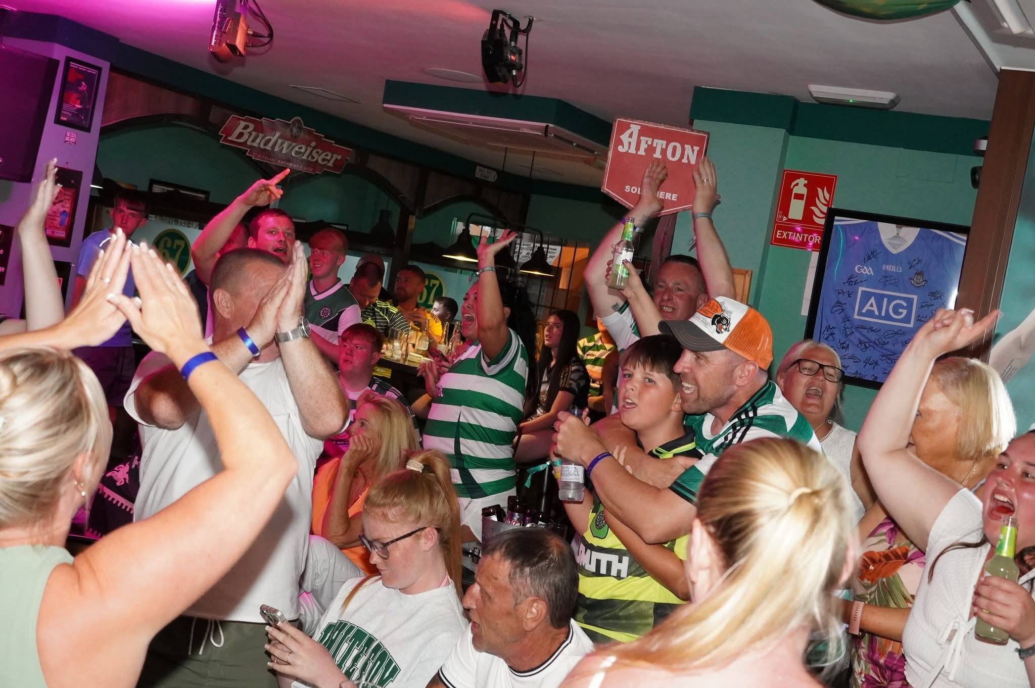 Celebrating a Celtic win inside Bar 67