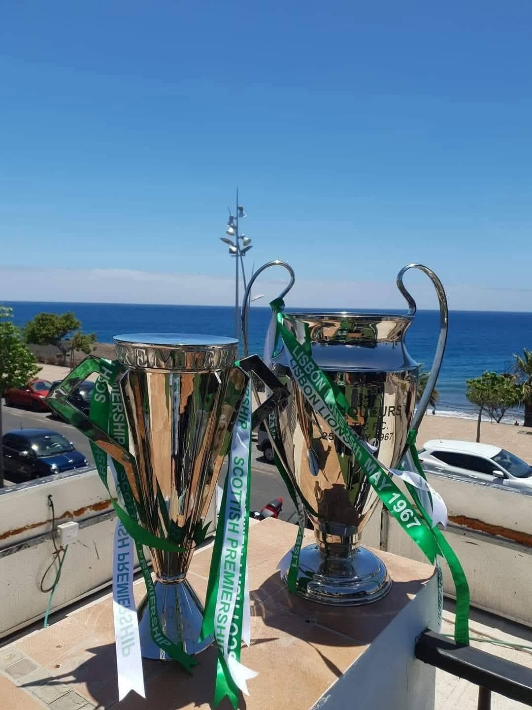 Celtic trophies celebration on the beach